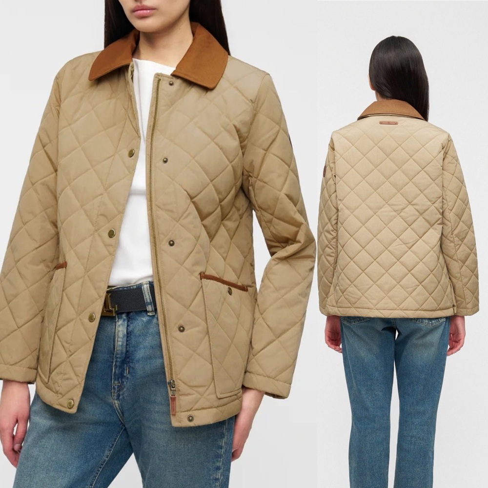 NWT RALPH LAUREN Diamond-Quilted Barn Jacket - Birch Tan